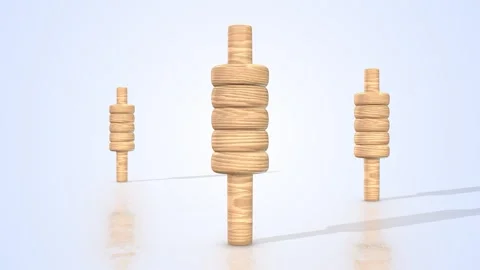 Cricket Stump Bails on a Light Reflective Floor. Wooden Cricket Bails 3D. 4K Stock Footage 304795340