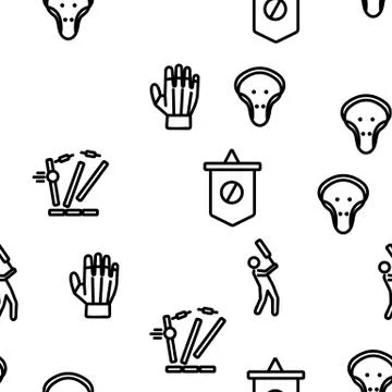 Cricket Vector Seamless Pattern 스톡 일러스트