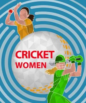 Cricket women poster 2 Stock Illustration