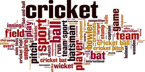 Cricket word cloud Illustrazione stock