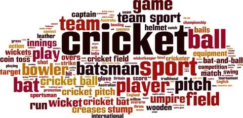 Cricket word cloud Stock Illustration
