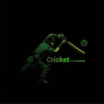 Cricketer in green vector illustration. Stock Illustration