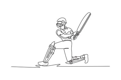 Cricketer in protective helmet down on his knee playing a shot Illustrazione stock