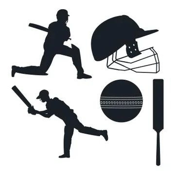 Crickets equipment elements Illustrazione stock