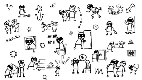 Crime and Robbery Line Art Motion Graphic Background Stock Footage 344684026