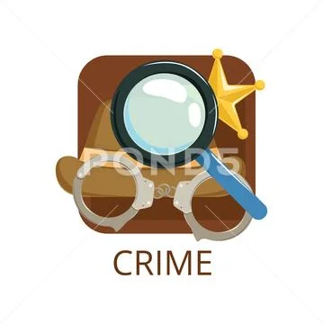 Crime cinema genre, symbol for cinema, theatre, channel, cinematography, movie Stock Illustration