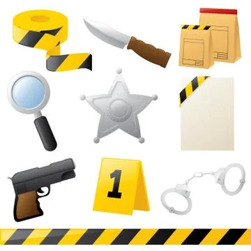Crime fighting icons Illustrazione stock