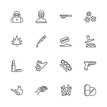 Crime - Flat Vector Icons Stock Illustration