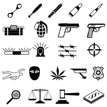 Crime Icons set Stock Illustration