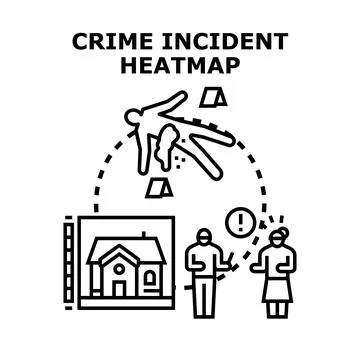 Crime incident heatmap concept for data analysis Stock Illustration