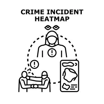 Crime incident heatmap data visualization monitoring security Stockillustratie