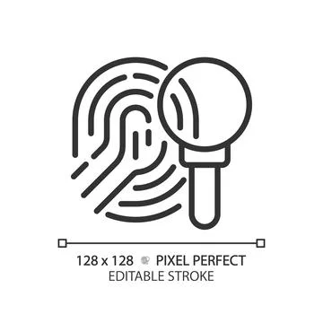Crime investigation pixel perfect linear icon Stock Illustration