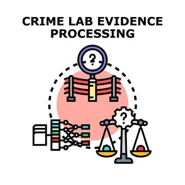 Crime lab evidence processing and forensic science investigation Stock Illustration