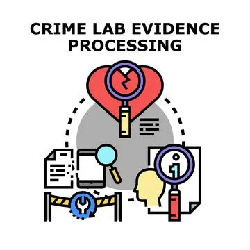 Crime lab evidence processing and forensic investigation concept Stock Illustration
