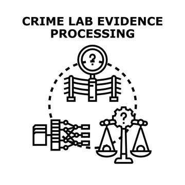 Crime lab evidence processing and forensic science investigation Stock Illustration