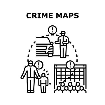 Crime mapping identifying high risk areas Stock Illustration