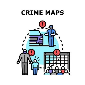 Crime mapping identifying high risk areas Stock Illustration