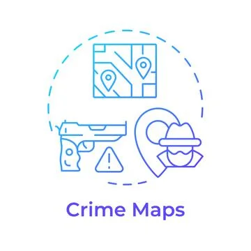 Crime maps blue gradient concept icon 스톡 일러스트
