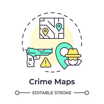 Crime maps multi color concept icon Stock-Illustration