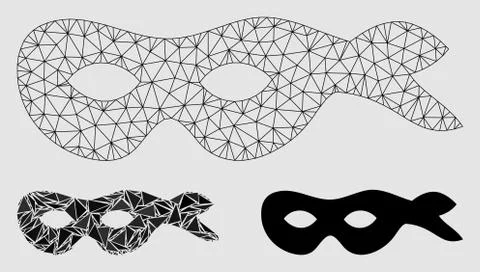 Crime Mask Vector Mesh Wire Frame Model and Triangle Mosaic Icon Illustrazione stock