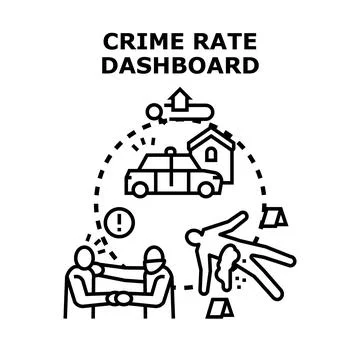 Crime rate dashboard evaluating security statistics 库存插图