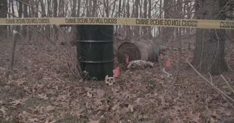 Crime Scene Barrels 01 Video stock 168097830