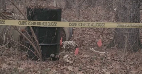 Crime Scene Barrels 02 Stock Footage 168097885