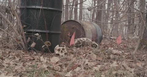 Crime Scene Barrels 07 Video stock 168097966