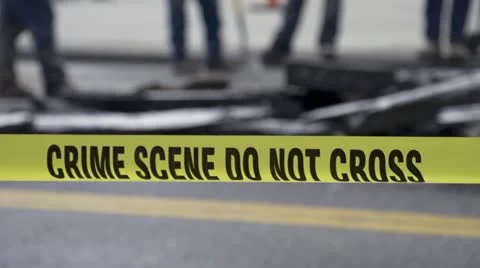 Crime Scene Do Not Cross Ribbon Tape in Breeze Video stock 22198414