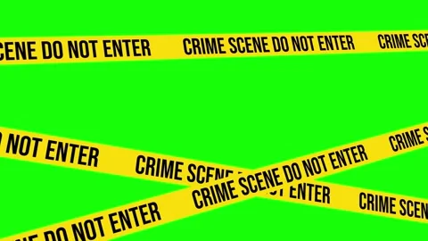 Crime Scene Do Not Enter Barricade 4K Animation, Green Background Chroma Key Use Vídeo Stock 171810318
