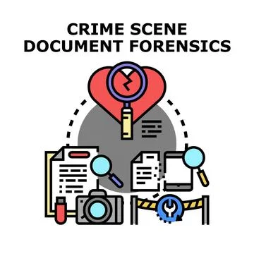 Crime scene document forensics investigation concept Stock Illustration