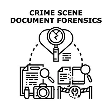Crime scene document forensics investigation concept Stock Illustration
