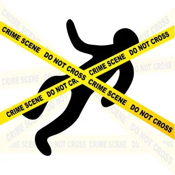 The crime scene does not intersect with the tape. Vector illustration Stock Illustration