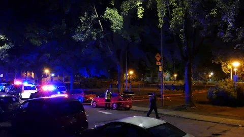 Crime scene at a park Stock Footage 116097345