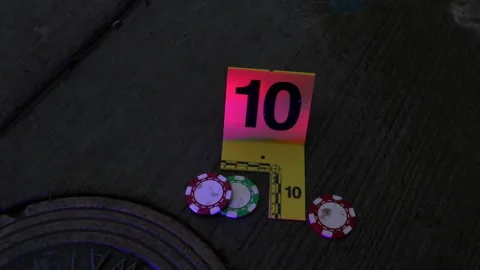 Crime Scene Poker Chip 2 SLOW Video stock 245221955