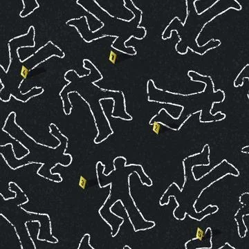 Crime scene seamless pattern with locations of evidence. vector illustration, Stockillustratie