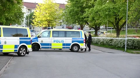 Crime scene, shooting, Linköping, Sweden Stock Footage 194698053