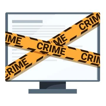 Crime scene tape covering computer screen displaying sensitive information 스톡 일러스트