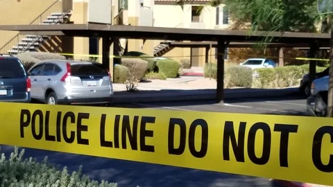 Crime scene tape - day Stock Footage 93564341