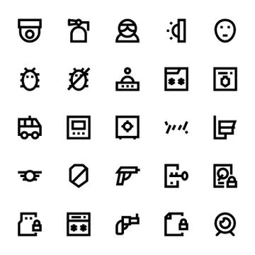 Crime, Security and Defence Vector Icons Set Stock Illustration