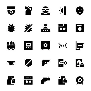 Crime, Security and Defense Vector Icons Set Stock Illustration