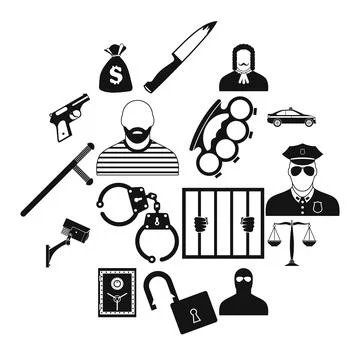 Crime simple icons Stock Illustration
