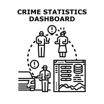 Crime statistics dashboard analyzing incident data and reporting information Stock Illustration