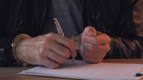 Crime suspect during interrogation Stock Footage 99355486