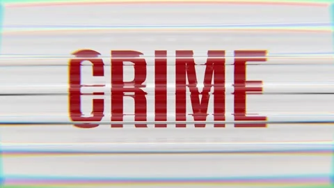 Crime Text Seen Through Glass Distortion with Optical Refraction. 4K Video stock 324575638