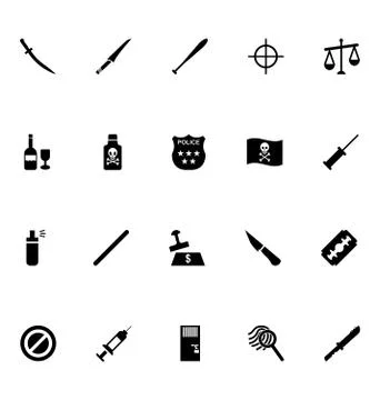 Crime Vector Solid Icons Stock Illustration