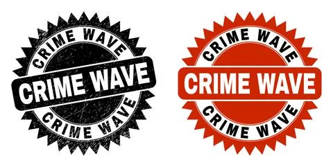 CRIME WAVE Black Rosette Watermark with Corroded Texture 스톡 일러스트