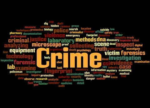 Crime, word cloud concept Stock Illustration