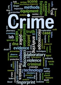 Crime, word cloud concept Stock Illustration