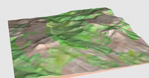 Crimea Angara pass map with 3d relief 4K watercolour ground Stock Footage 209141075